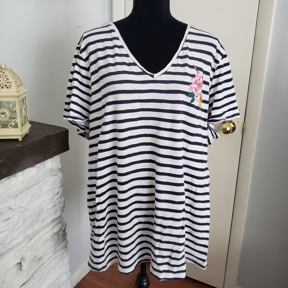 Lane Bryant Tops - Lane Bryant striped and floral tee. Size 26/28